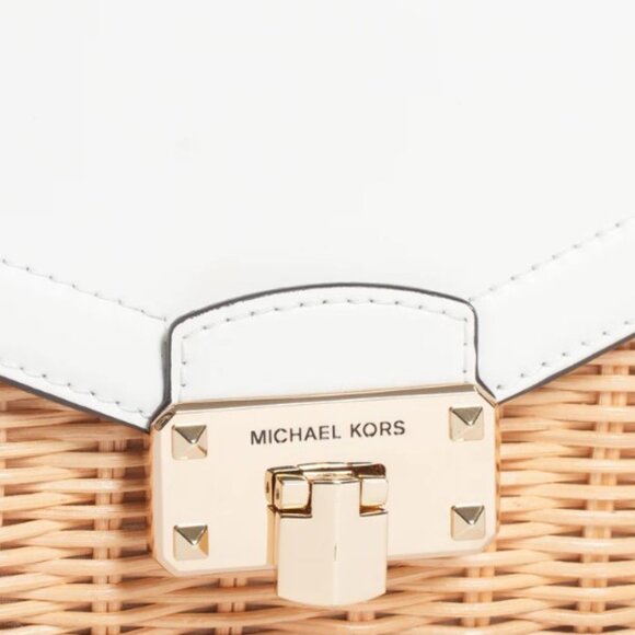 Michael Kors  Wicker Crossbody In White Flap - Picture 6 of 6